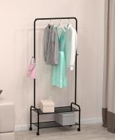 Вешалка гардеробная "Валенсия 22М" с двумя полками на колесах/Черный