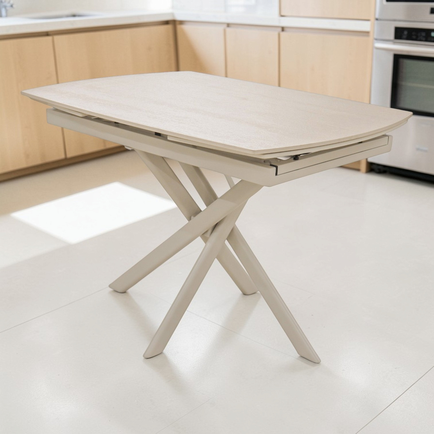 Стол DTM 0410 CS,110+30+30*80*76,Керамика цвет Бежевый 705, ножки Бежевые 9071