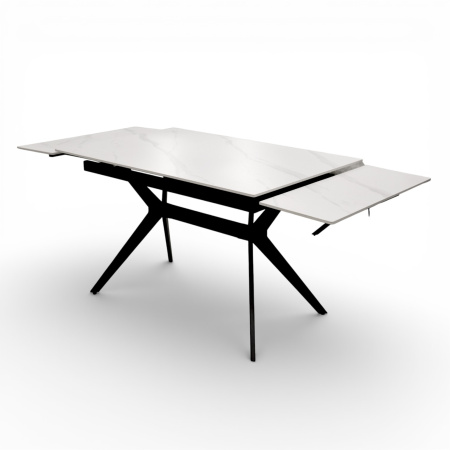 Стол  DTM 0412 CS, 120+30+30*80*76,Керамика цвет мрамор белый Y15, ножки черные