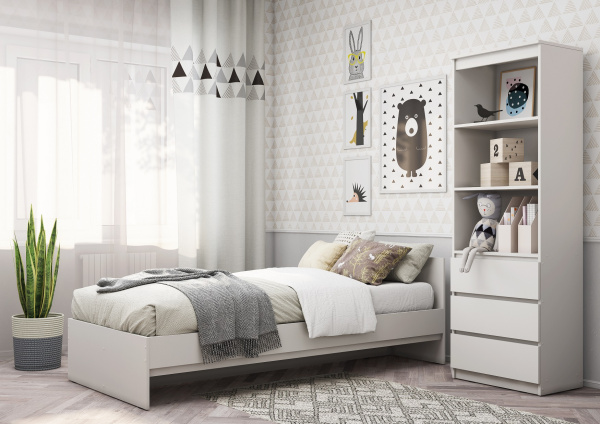 СИТИ Кровать КР-56 Белый/Белый / 90*200/