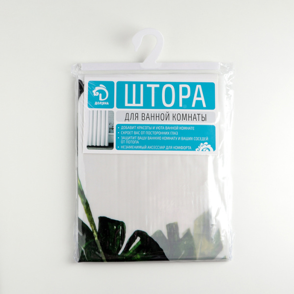 Штора для ванной "Тропики", 180х180 см, EVA 3954430				