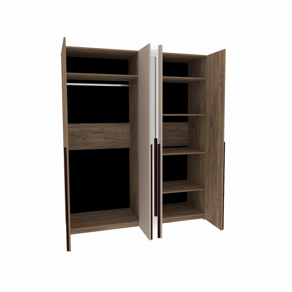 Кара 8 Шкаф для одежды и белья 4 дв. Дуб Табачный Craft/Велюр