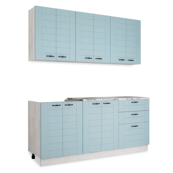 Кухня СОНЕТ  1,8  м  Сосна ЛОФТ / Дуб БИРЮЗА  (столешница Альберика+Планка) 