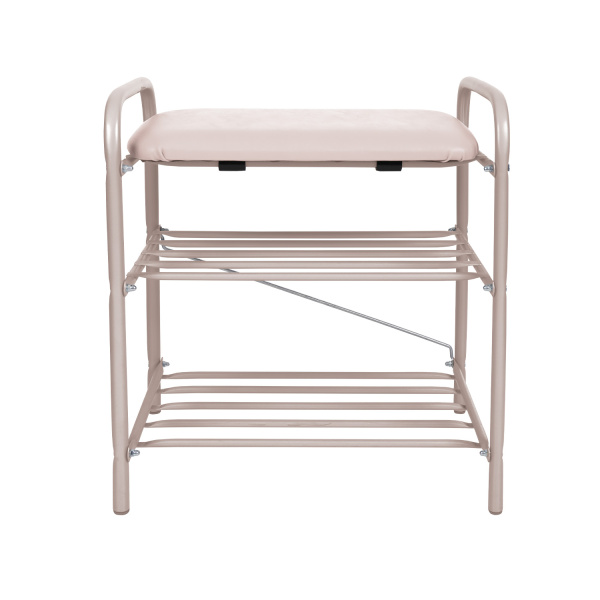 Банкетка 1 для обуви (арт. Б1-1/БЖ) Бежевый металлик/Винислкожа Слоновая кость