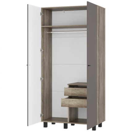 Шкаф 2-х створчатый Олива ШК-03 (1002х2016х510мм) дуб каньон / муссон софт