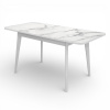 Стол Бриз-2 1100(390)*740 Пластик, 005 Венато (Мрамор белый), подстолье дерево,эмаль белая