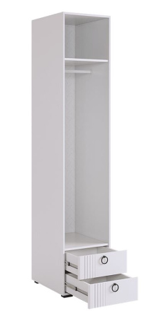 Ева Шкаф 1 дв + 2ящ/101.01/Белое дерево/Белый матовый