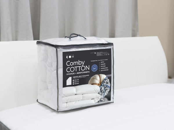Одеяло стеганое двухстороннее "Comby Cotton" 205*140 Белый ОСХ_СС-12611у