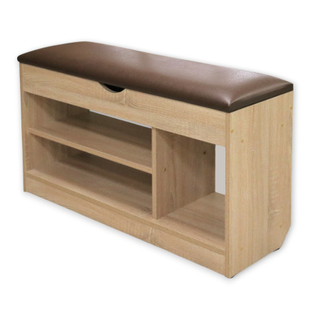 Тумба для обуви БН-196-04 (900*310*510) дуб сонома/кожзам 305-02 корич