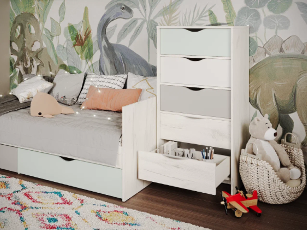 МИКС Комод К-53  Кэмпион/Калатея/Магнолия/ корпус Дуб Крафт Белый