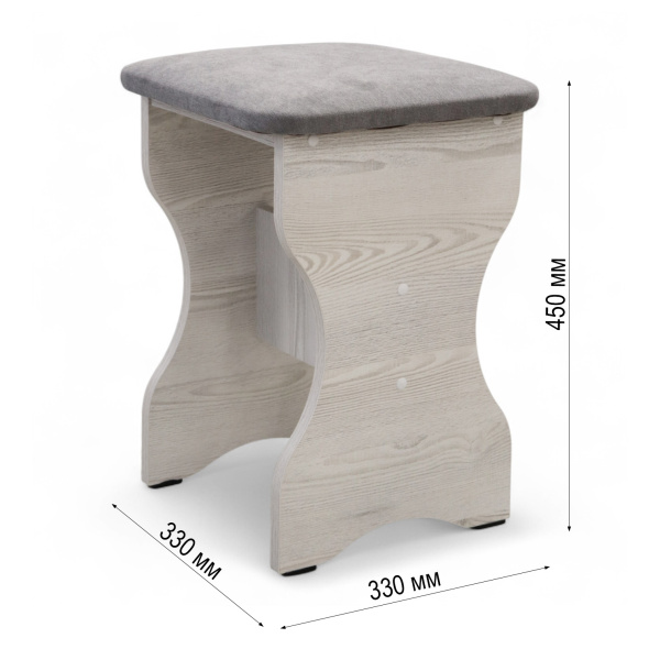 Табурет БН-200 Кожзам Серый/ Сосна Лофт